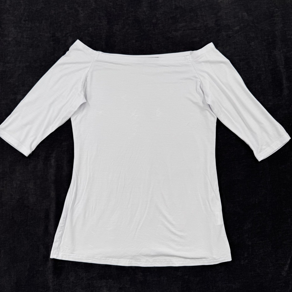Sarin Mathews Small Boatneck Off Shoulder 3/4 Sleeve Minimalist Spandex Stretch